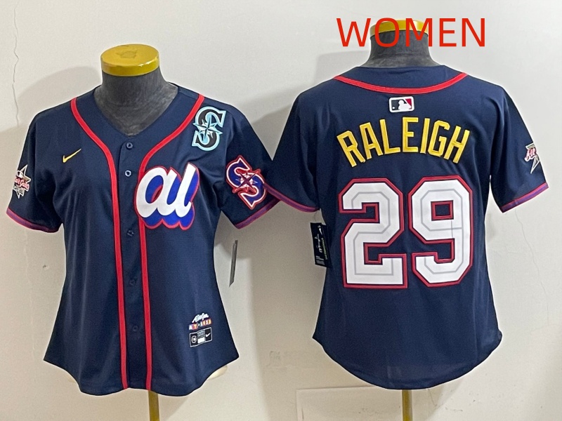 Women 2025 Seattle Mariners 29 Raleigh dark Blue All star Nike MLB Jersey style 030